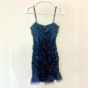 For Love and Lemons blue glitter mini dress, New, never worn, size XS